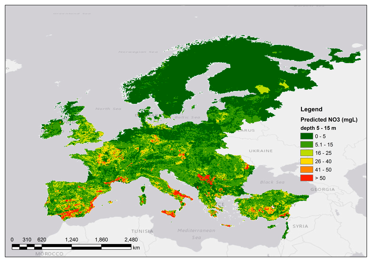 Predicted NO3 concentration in deep aquifer