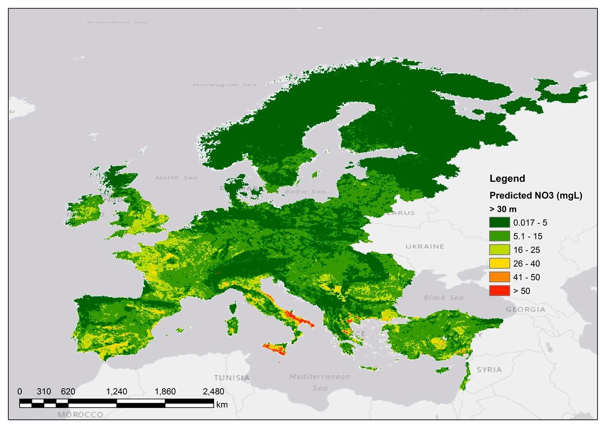 Predicted NO3 concentration in deep aquifer