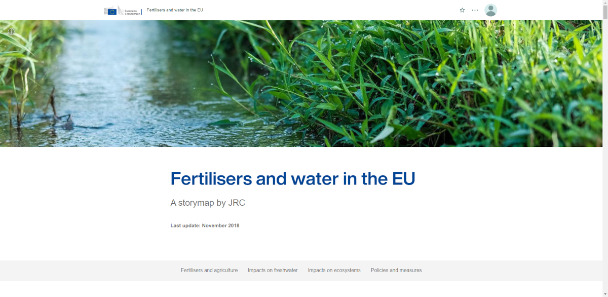 Home page of the storymap about agriculture and water in the EU